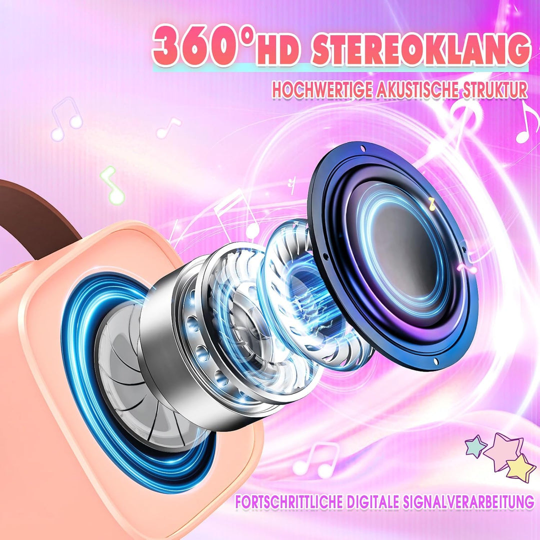 Dislocati Karaoke Maschine mit 2 Bluetooth Mikrofon, Mädchen Geschenke Spielzeug für 3-12 Jahre Mini