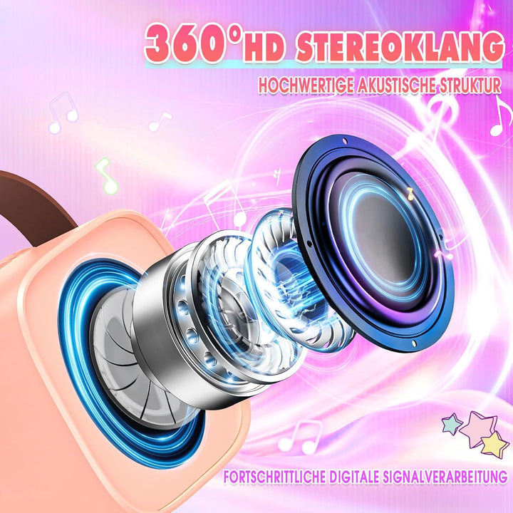 Dislocati Karaoke Maschine mit 2 Bluetooth Mikrofon, Mädchen Geschenke Spielzeug für 3-12 Jahre Mini