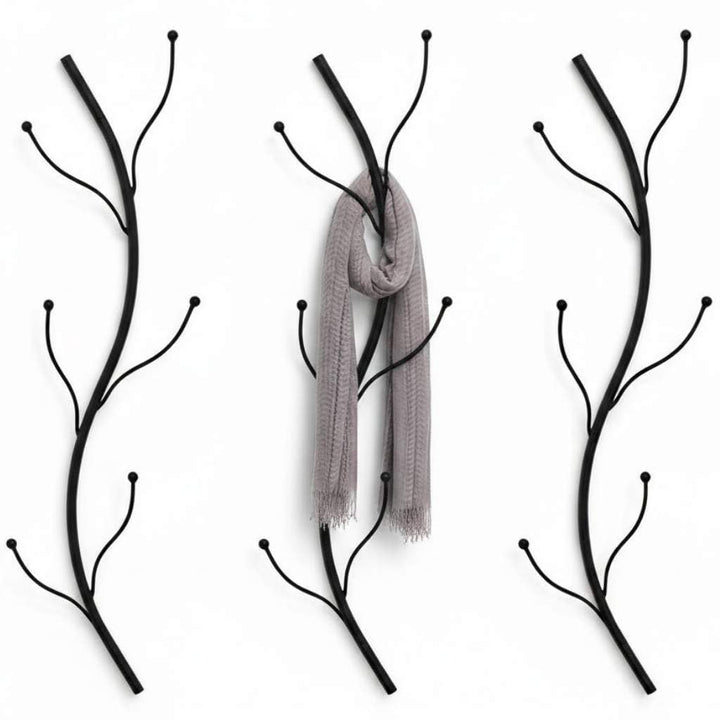 DanDiBo Wandgarderobe Schwarz Metall 3er Set Flora Garderobe Wand 93861 Garderobenhaken Flurgarderob