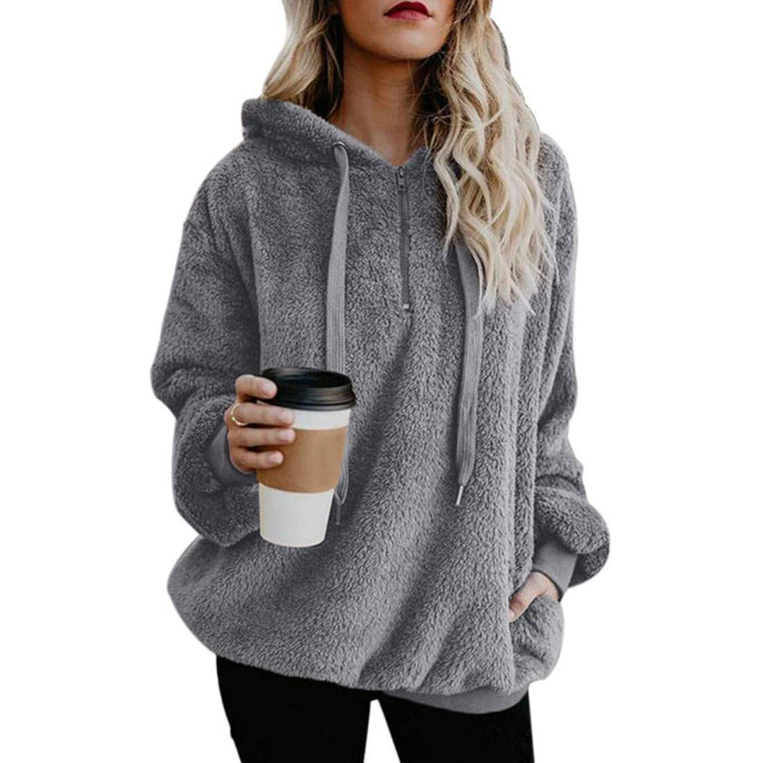 Durio Hoodie Damen Fleece Kapuzenpulli Teddy Fleece Pullover Oversize Sweaterpullover Winter Warm Gr
