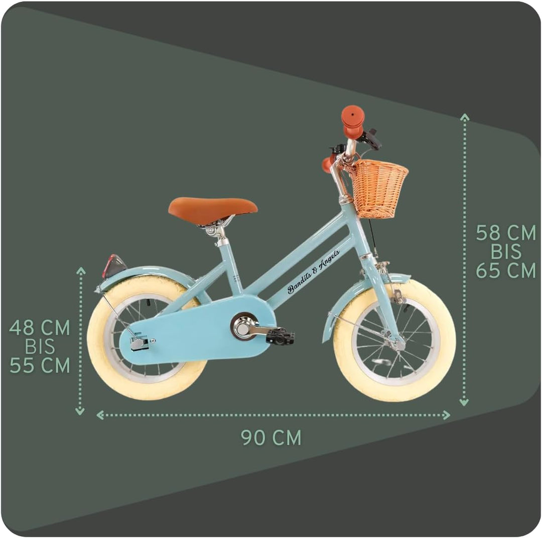 Bandits and Angels Kinderfahrrad Retro Rider 12 Zoll Blau, Blau