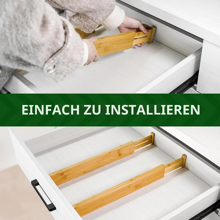 VaeFae Schubladentrenner Verstellbar Bambus Schubladenteiler, Ausziehbare Schubladen Organizer (42,5
