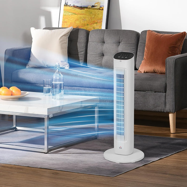 HOMCOM Turmventilator mit Fernbedienung 85° oszillierender 78 cm Standventilator mit 3 Geschwindigke