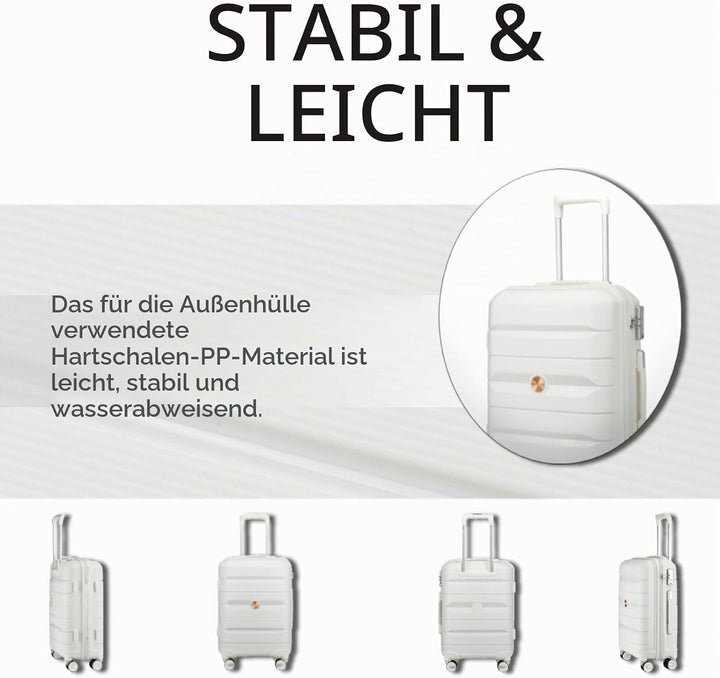 Hartschalenkoffer Set 4 Teilig S/M/L/XL Rollkoffer Handgepäck 100% PP Reisekoffer mit 360°Doppel Zwi