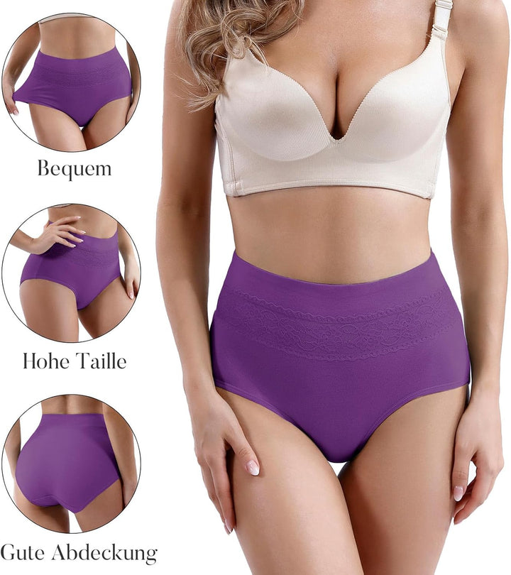 Xaanelr Damen Unterhosen Hipsters Stretch Baumwolle Hohe Taille Slips Weich Unterwäsche für Frauen M