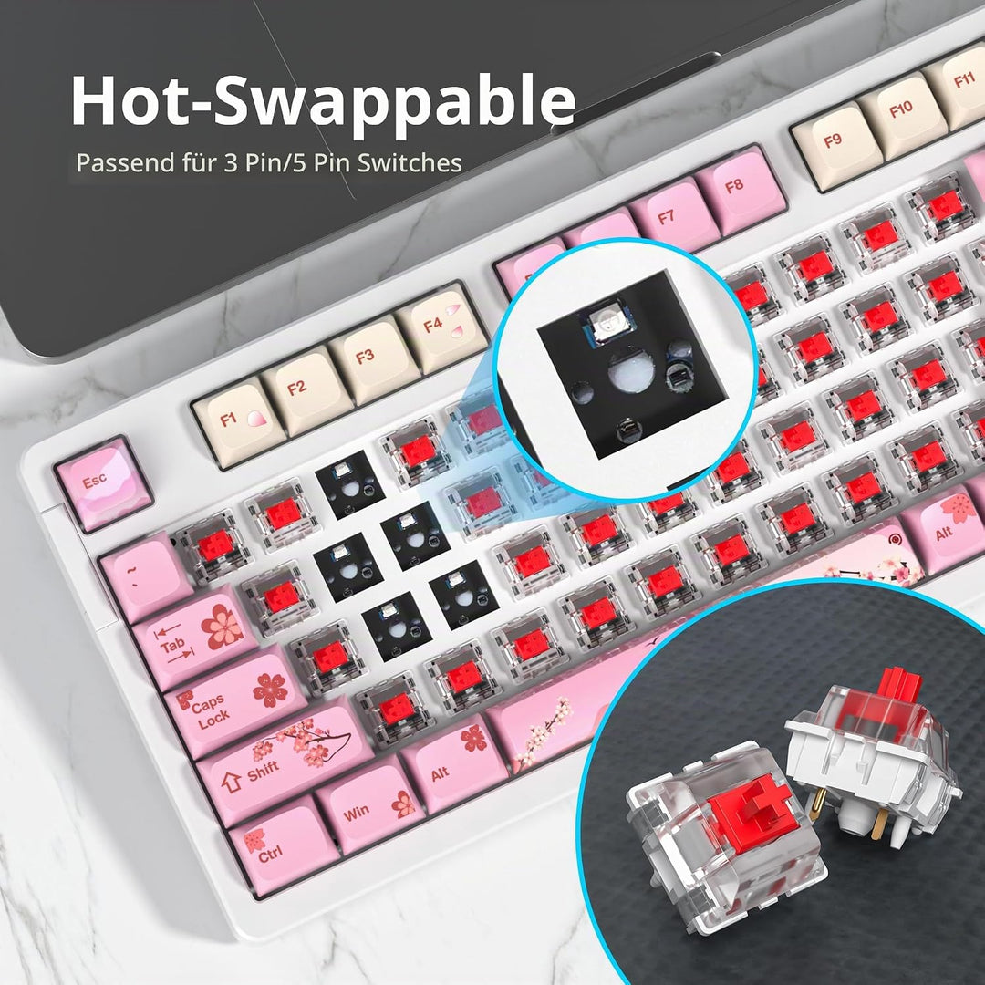 SOLIDEE Verkabelte 95% Mechanische Gaming-Tastatur,Hot-Swap-Fähige Mechanische Tastaturs,Gasket Stru