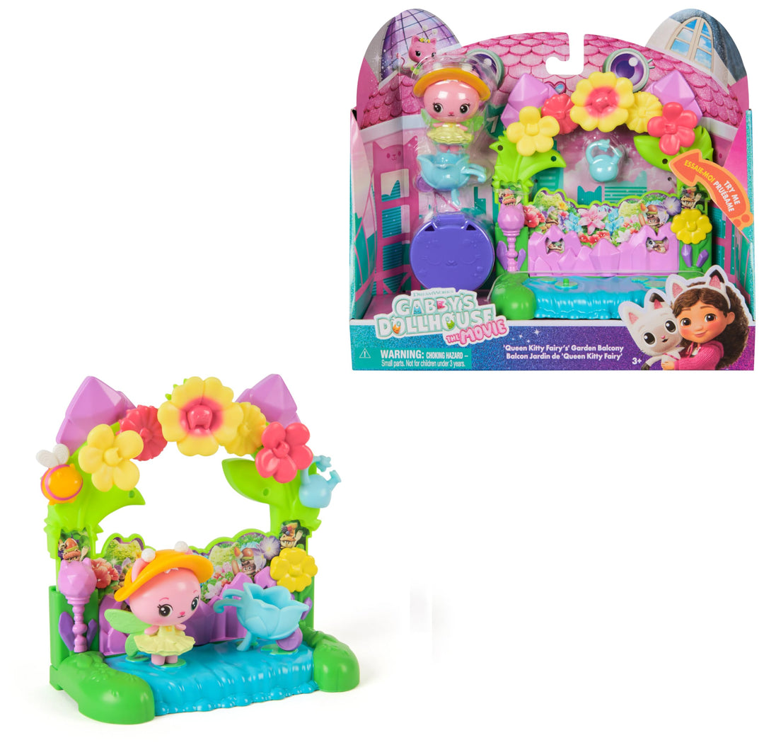 DREAMWORKS GABBY'S DOLLHOUSE: DER FILM - Queen Kitty Fees Kristall Garten Balkon, mit Spielfigur & Z