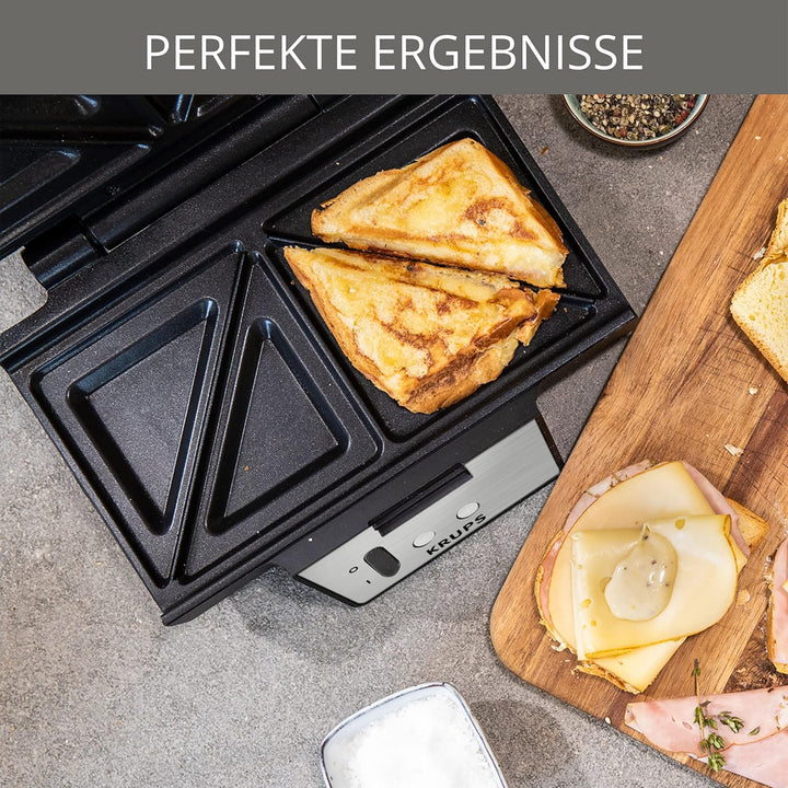 Krups FDK453 Sandwichmaker | Dreieckform | Antihaftbeschichtung | tiefe 25x12 cm XL-Platten | vertik