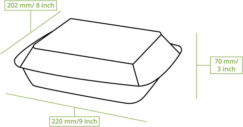 BIOZOYG Zuckerrohr Burger-Box mit Klapp-Deckel I 200 St. kompostierbare Imbiss-Verpackung aus Bagass