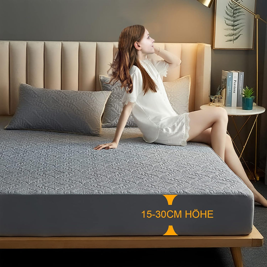 Premium Matratzenschoner wasserdichte 90x200cm Spannbettlaken Luxus, 3D-Muster, Super saugfähig, Atm