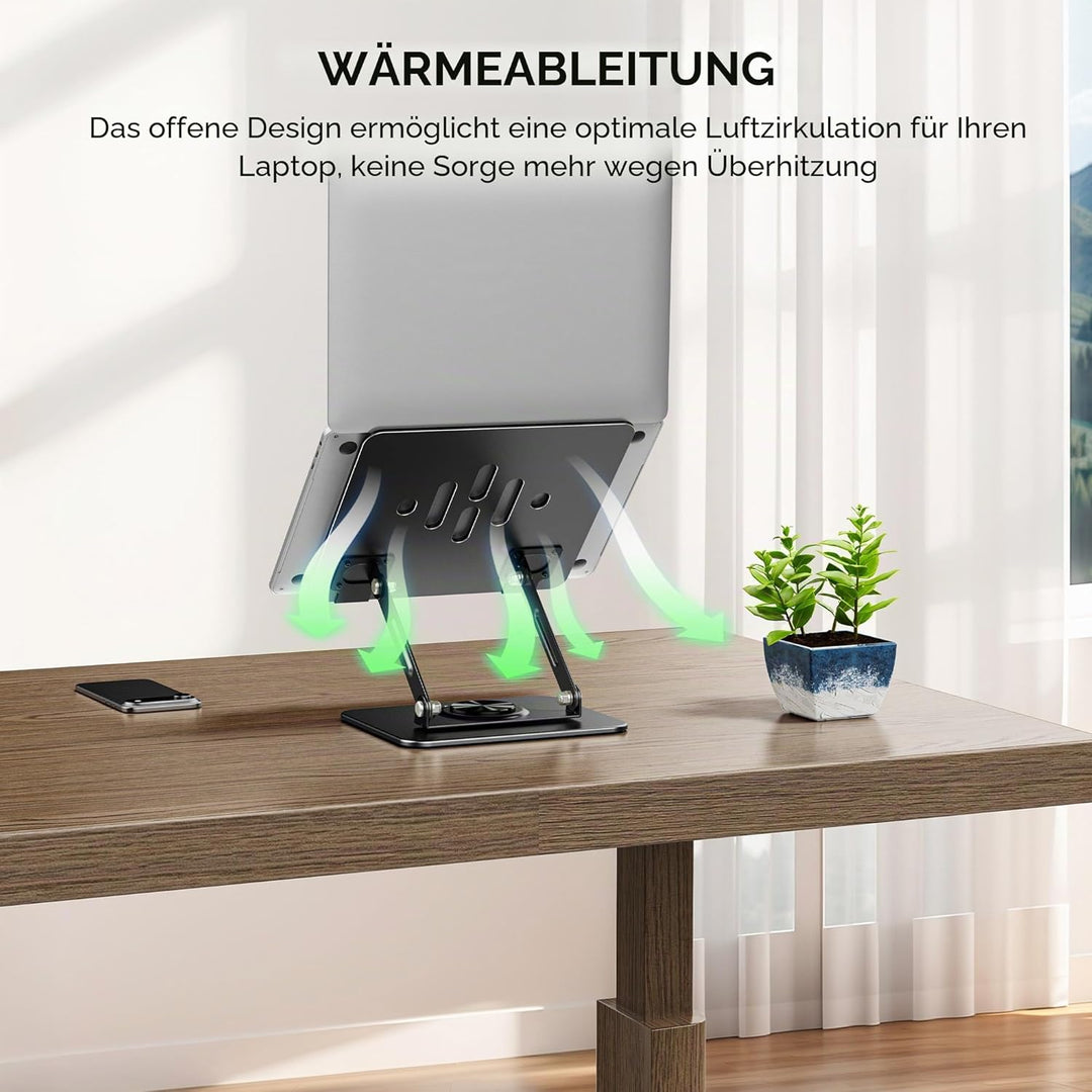 ALS03 Laptop-Ständer, verstellbarer Computerständer mit 360° drehbarer Basis, ergonomische Laptop-Er