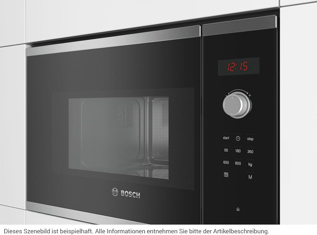 BOSCH BFL523MS0 Einbau-Mikrowelle Kapazität 20 Liter Leistung 800 Watt Farbe Schwarz/Edelstahl