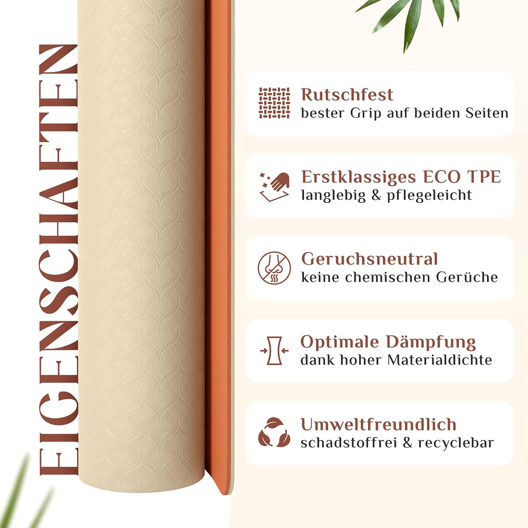 YOGALABS® - Premium Yoga-Matte aus hautfreundlichem ECO TPE-Material 185 x 60 x 0,6cm (gross) - Boho