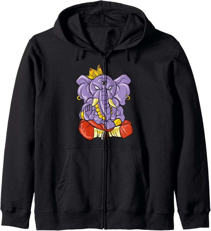 Yoga und Meditation Ganesh Elefant mit drei Augen Geschenk Kapuzenjacke