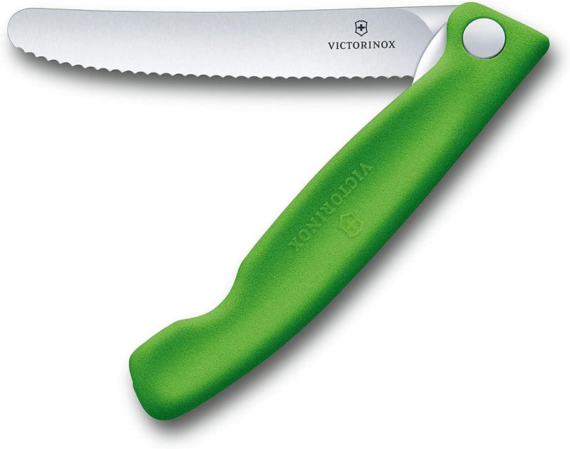 Victorinox 2-tlg Swiss Classic Faltbares Gemüsemesser/Tafelmesser Set, Wellenschliff grün Grün Duo P