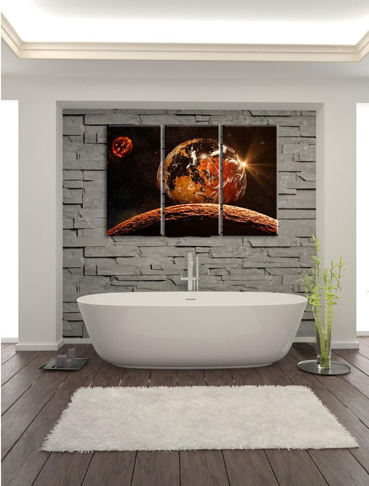 Pixxprint Rote Planeten in der Galaxie als Leinwandbild/Grösse: 3 Teilig (120x80) / Wandbild/Kunstdr