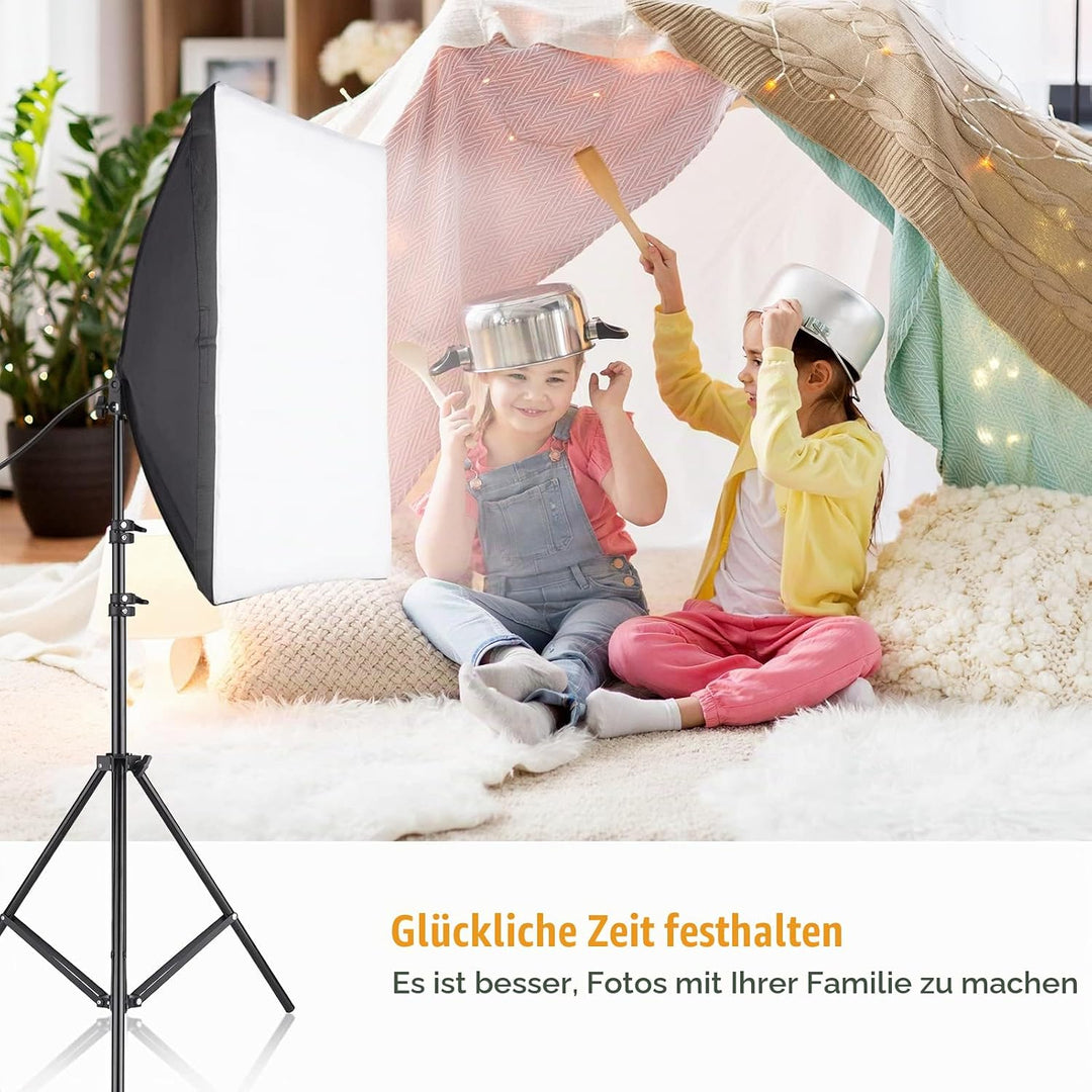 Softbox Set Fotostudio, Andoer 50×70cm Softbox mit 2 m Lichtstativ, Professionelle Fotografie E27-So