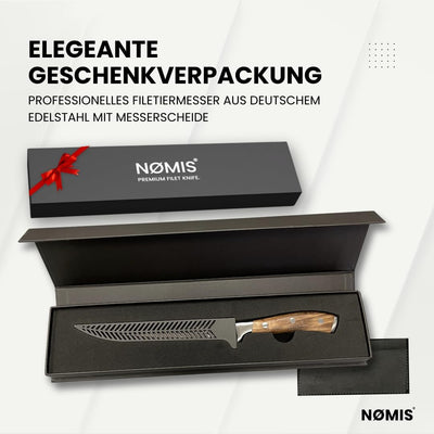 NØMIS Premium Filetiermesser Fisch | Filitiermesser scharf Fisch | Fischmesser | 18,5 cm Klinge aus