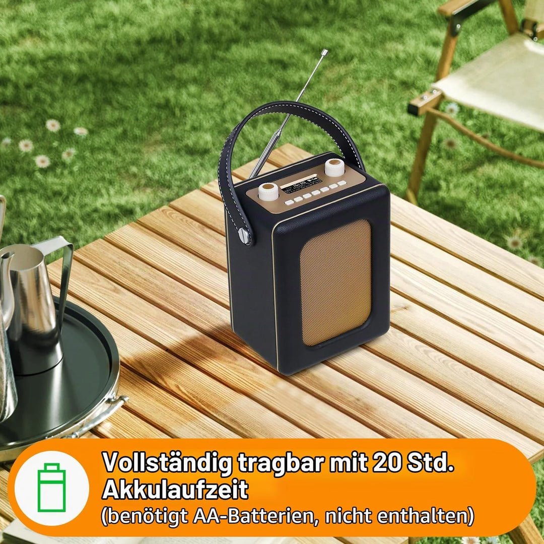 LEMEGA CR9 Tragbares Retro DAB Radio（DAB+,UKW,Bluetooth 5.3, 60 Voreinstellungen,Wecker,2 Weckzeiten