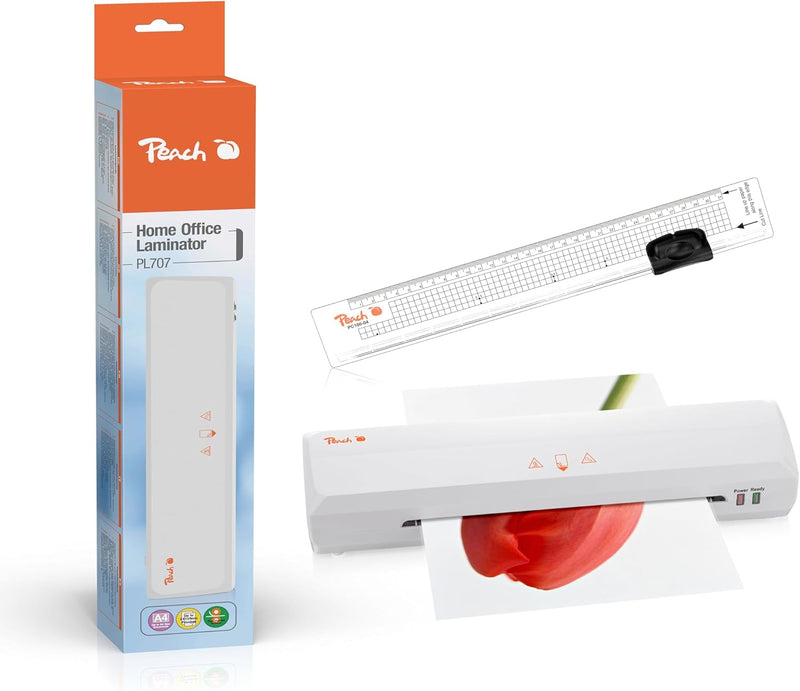 Peach 3 in 1 Laminierset inklusive Laminiergerät, Rollenschneider, Lineal und Folien - für Heim und