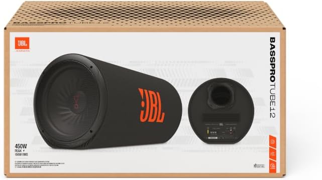 JBL BassPro Tube 12 Zoll 30cm Subwoofer Auto Aktiv, Tube Bassbox mit 450W Max Klasse D Verstärker, L