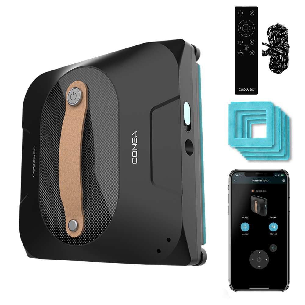 Cecotec Robot Fensterreiniger Conga Windroid 1390 Double Spray Connected 3in1; Sprüht, reinigt und t