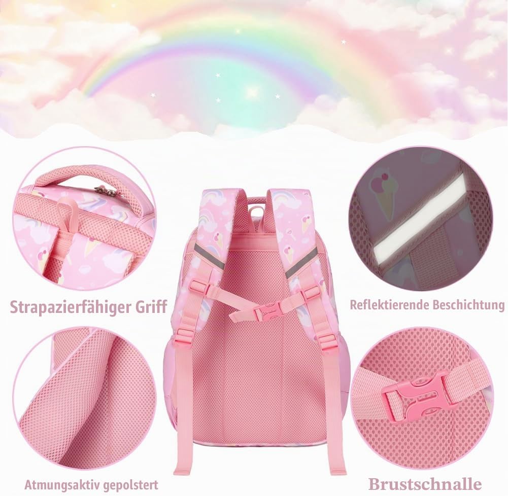 Schulrucksack Kinder Mädchen Grundschule Schultaschen Sets für Mädchen Kinderrucksack Daypack Gross