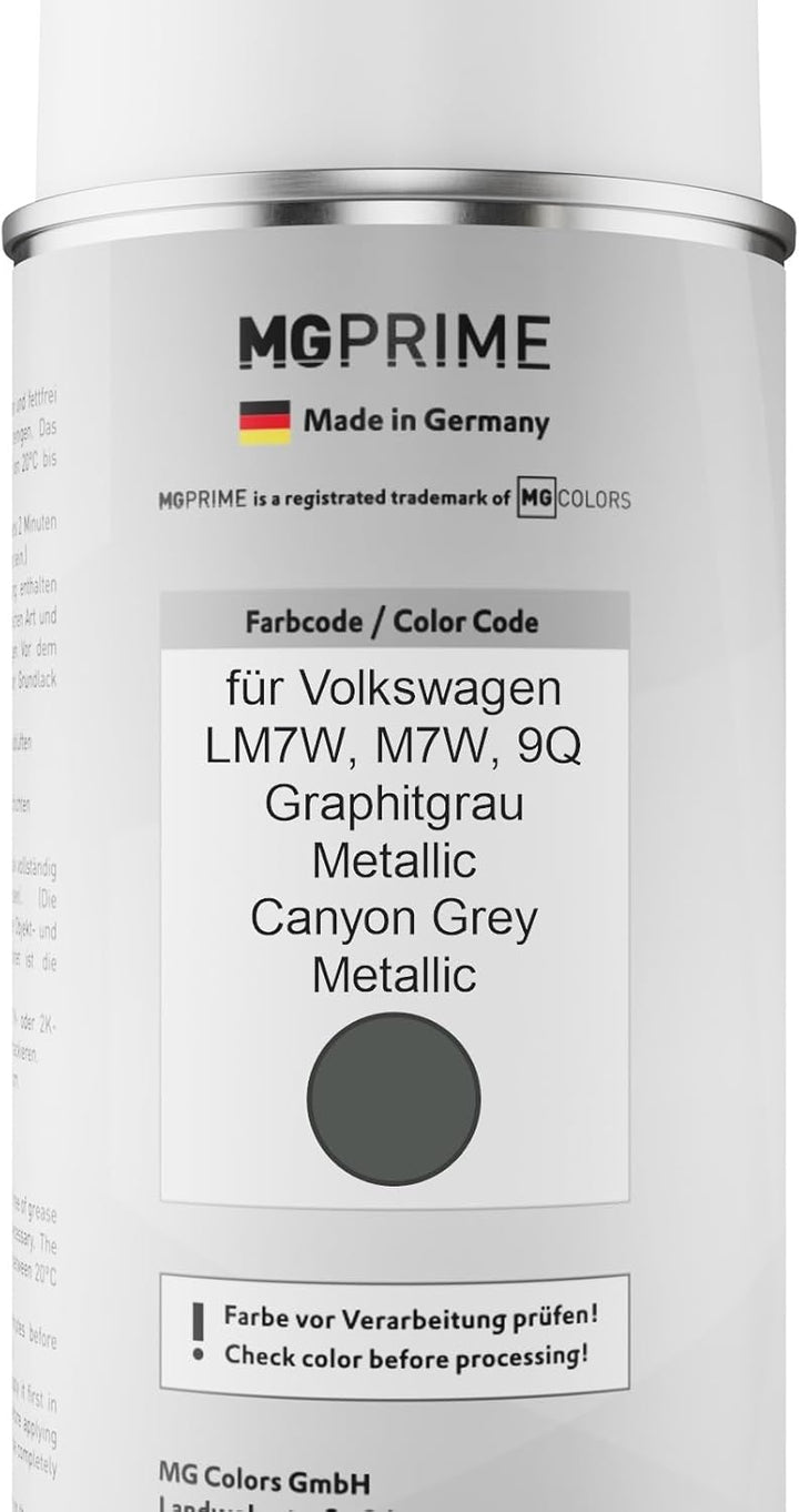 MG PRIME Autolack Sprühdosen Set für Volkswagen VW LM7W / M7W / 9Q Graphitgrau Metallic/Canyon Grey