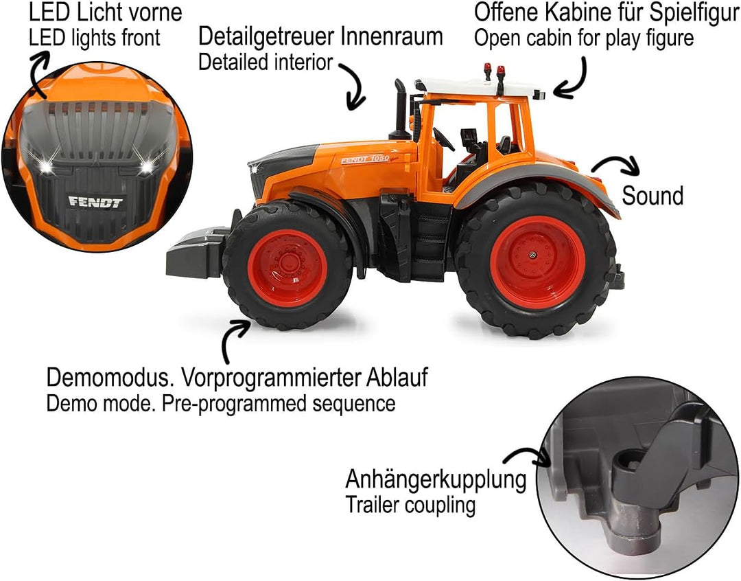 JAMARA 405045 - Fendt 1050 Vario Kommunal 1:16 2,4GHz - RC Traktor, Motorsound (abschaltbar), Rückfa