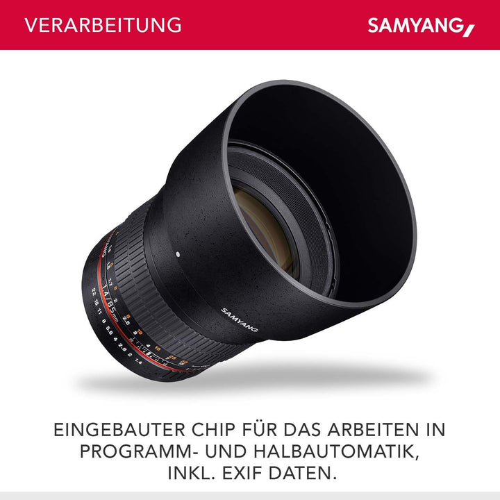 Samyang MF 85mm F1,4 AS IF UMC für Sony E – Vollformat Portrait Objektiv , geeignet für APS-C, manue