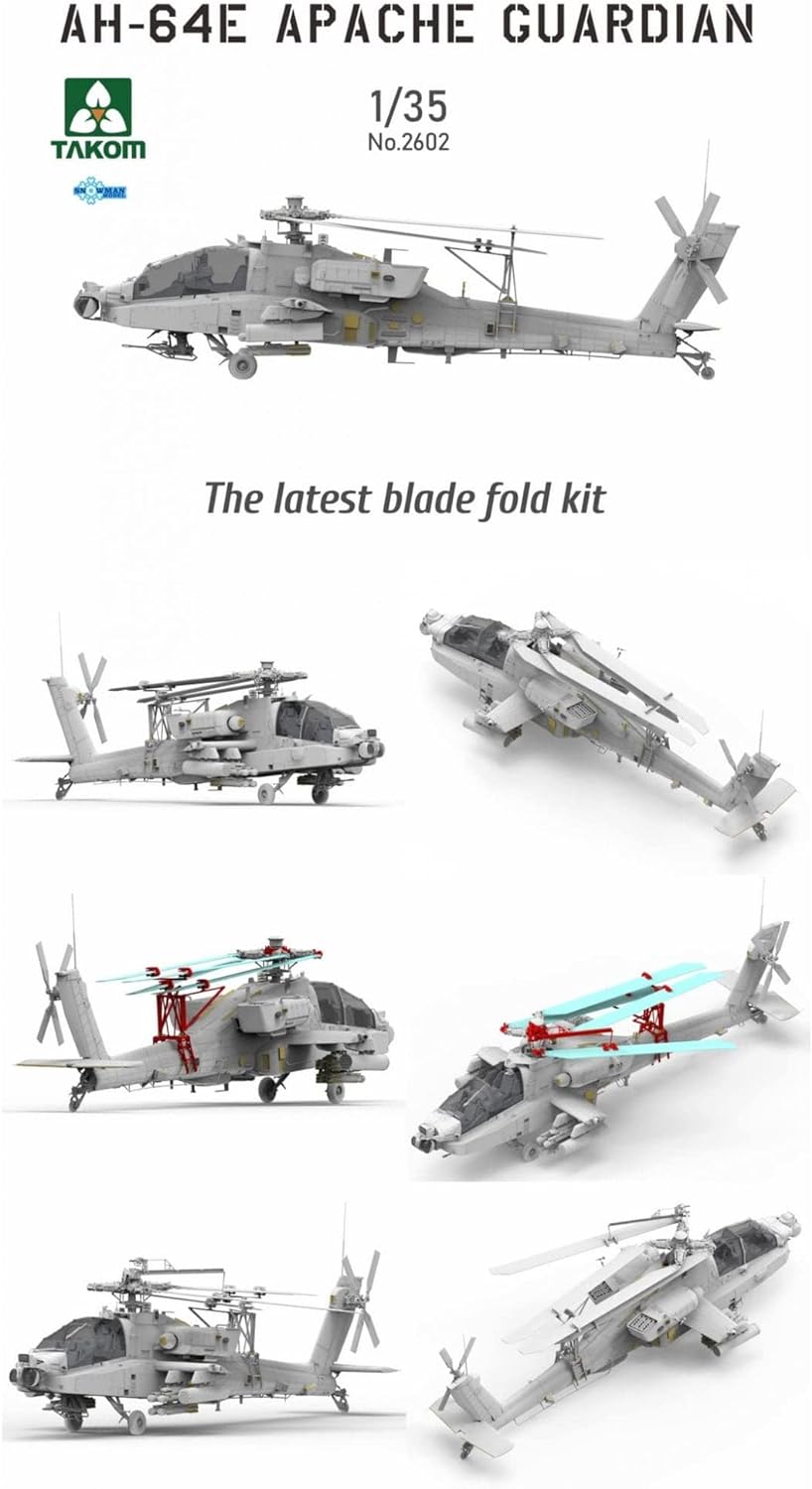 Tacom 1/35 US Army AH-64E Apache Guardian Attack Hubschrauber Kunststoff Modell TKO2602 geformte Far