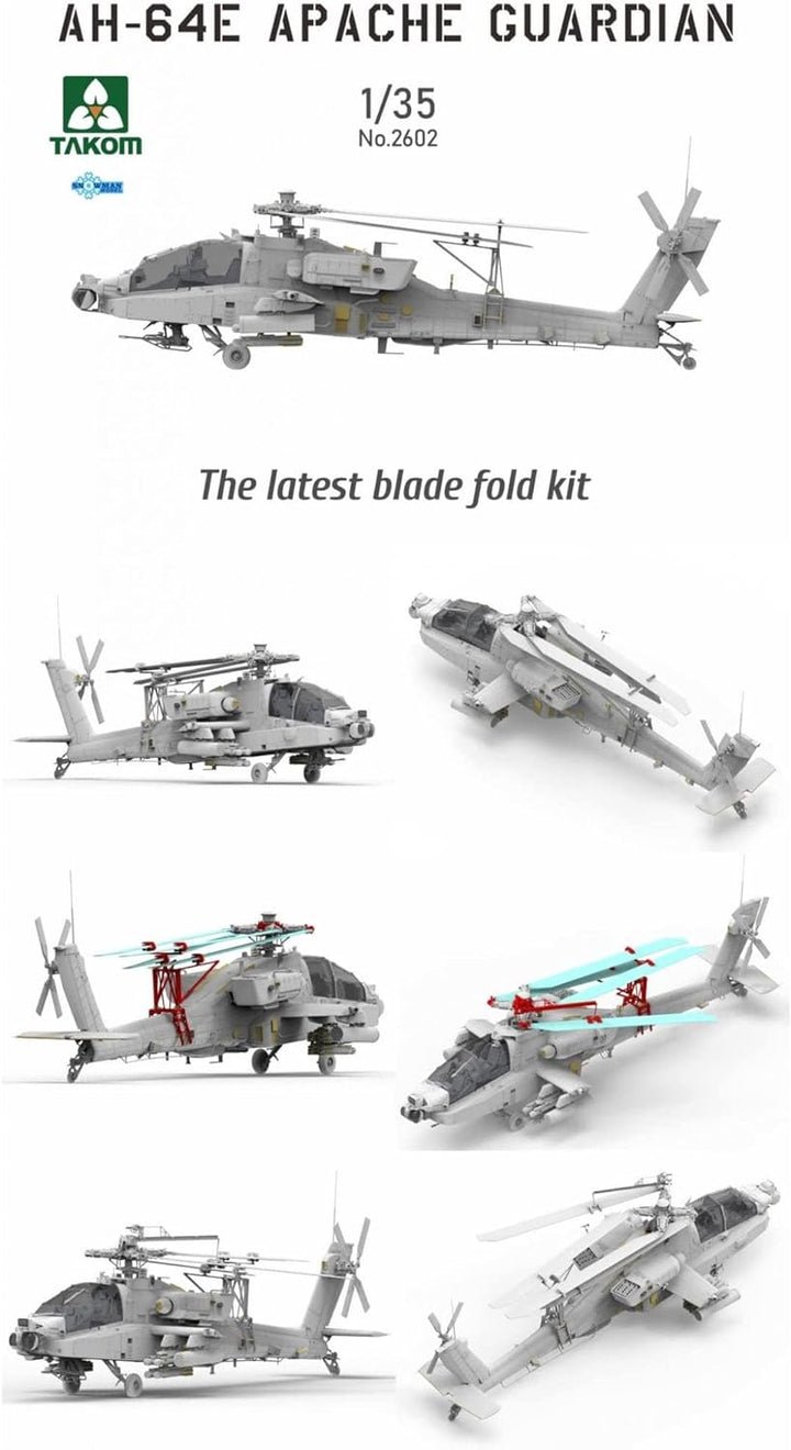 Tacom 1/35 US Army AH-64E Apache Guardian Attack Hubschrauber Kunststoff Modell TKO2602 geformte Far
