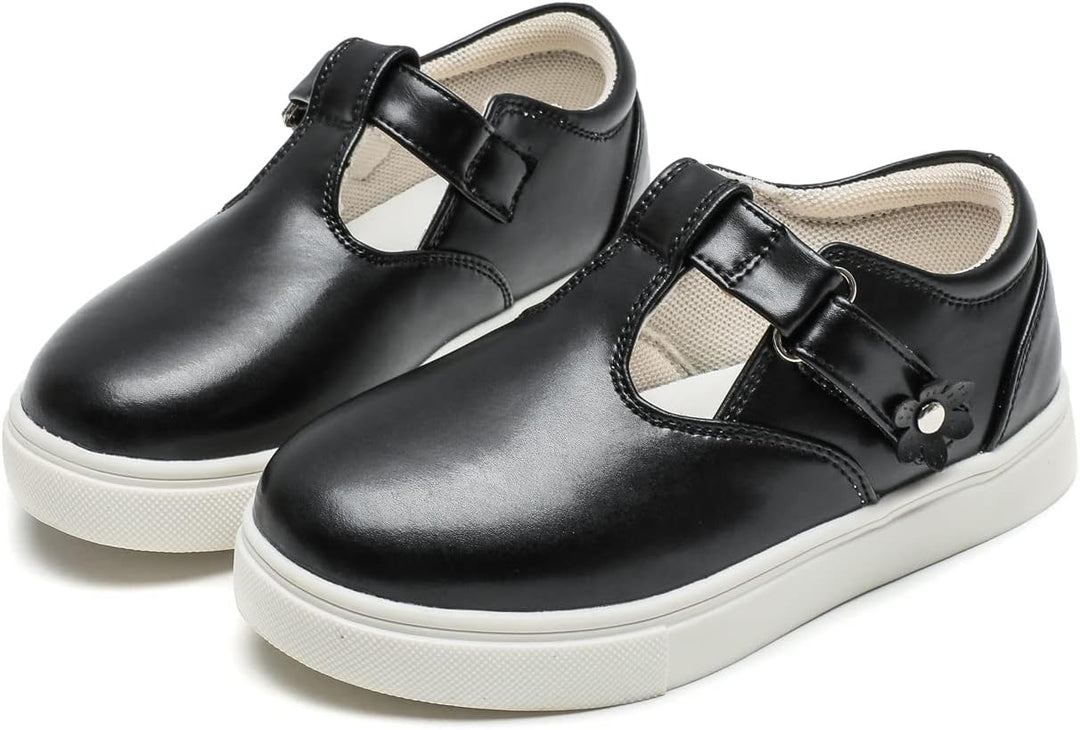 Mädchen T-Spangen Mary Jane Ballerinas Taufschuhe, Schwarz