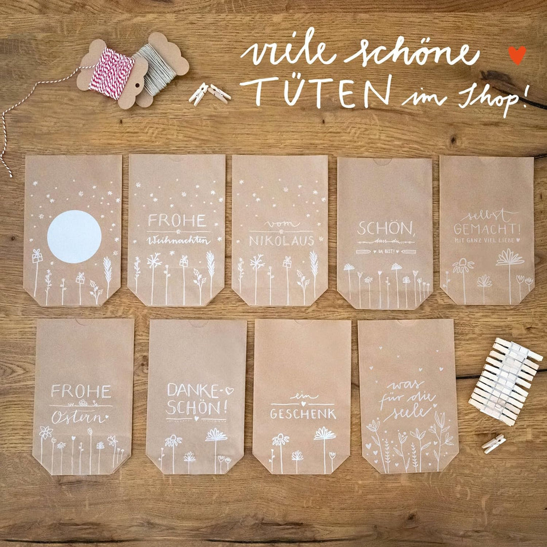 Eine der Guten Ostertüten, Geschenktüten Set - Frohe Ostern - mit 24 gestempelten Kraftpapiertüten &
