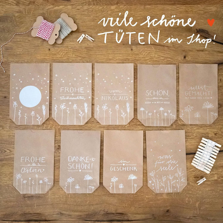 Eine der Guten Ostertüten, Geschenktüten Set - Frohe Ostern - mit 24 gestempelten Kraftpapiertüten &