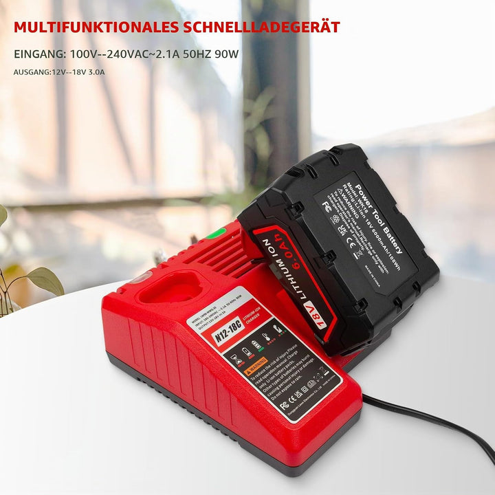 M12 &amp; M18 Ladegerät für Milwaukee M18 M12 akku, KEATFE Doppelte Ports Ersatz-Ladegerät für Milwaukee