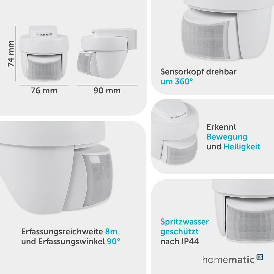 Homematic IP Smart Home Bewegungsmelder mit Dämmerungssensor – aussen, Zubehör für Ihr Homematic IP