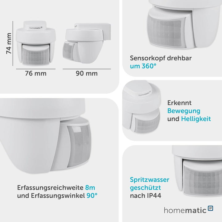 Homematic IP Smart Home Bewegungsmelder mit Dämmerungssensor – aussen, Zubehör für Ihr Homematic IP