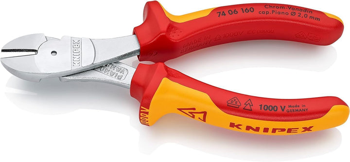 Knipex Kraft-Seitenschneider verchromt, isoliert mit Mehrkomponenten-Hüllen, VDE-geprüft 160 mm 74 0