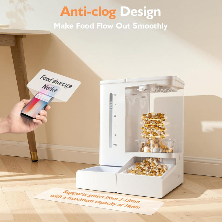 Futterautomat Katze 2 Näpfe mit APP,2K-Kamera 5L Katzenfutter Automat mit 5G/2,4G WiFi,Zwei-Wege-Aud