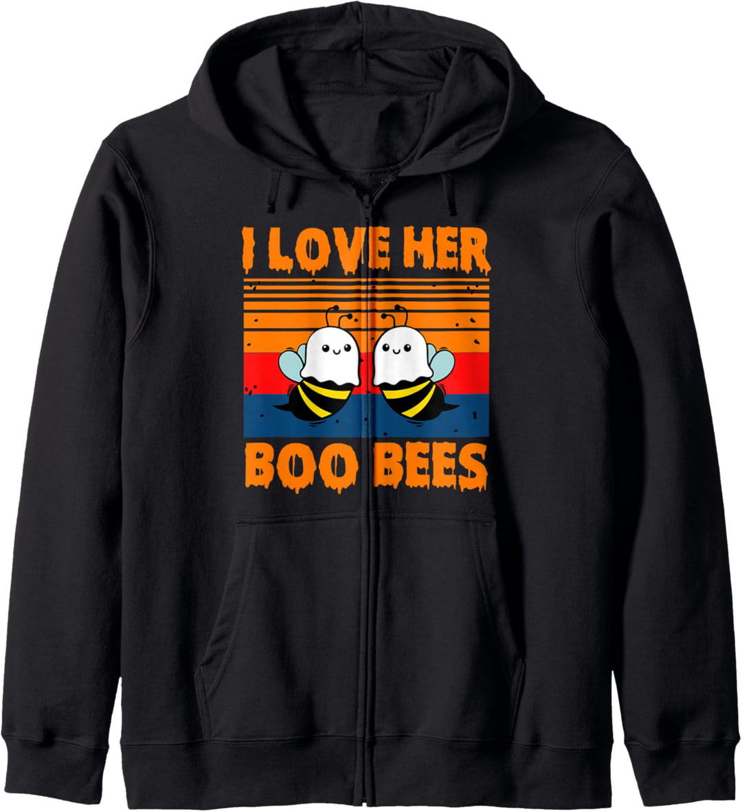 I Love Her Boo Bees T-Shirt Halloween passendes Paar Kapuzenjacke