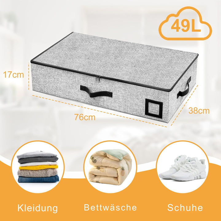 Gabbrielli Home & More Unterbettkommode – 1200D Leinen, faltbar & stabil, Deckel, Reissverschluss, S