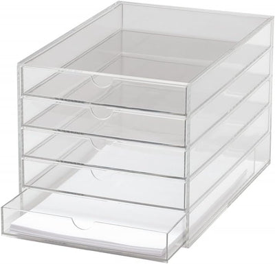 MAUL Schubladenbox A4 aus Acryl | Schreibtisch Organizer mit 5 Fächern zur Aufbewahrung von Papier,