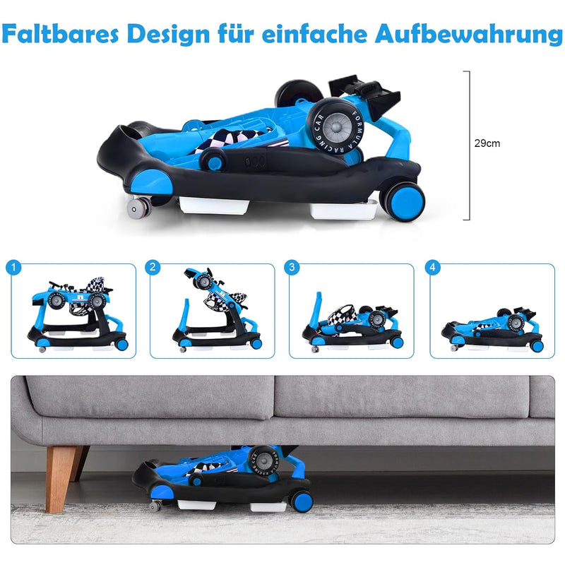 GOPLUS 4-in-1 Autoform Lauflernhilfe, Höhenverstellbare Faltbare Baby Lauflernhilfe mit Einstellbare