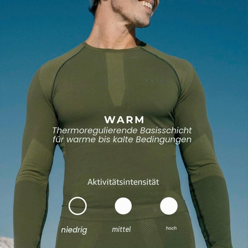 FALKE Herren Warm Round Neck Funktionsshirt Langarm für milde bis kalte Temperaturen warme Funktions