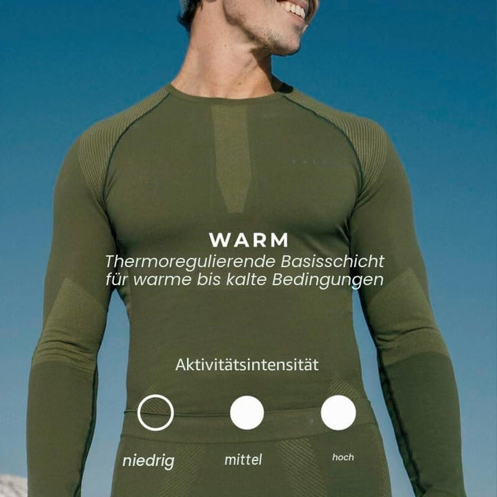 FALKE Herren Warm Round Neck Funktionsshirt Langarm für milde bis kalte Temperaturen warme Funktions