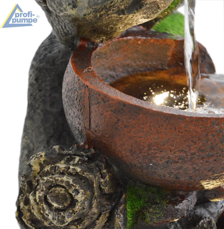 AMUR Gartenbrunnen Brunnen Zierbrunnen Zimmerbrunnen Brunnen mit LED-Licht 230V Wasserfall Wasserspi