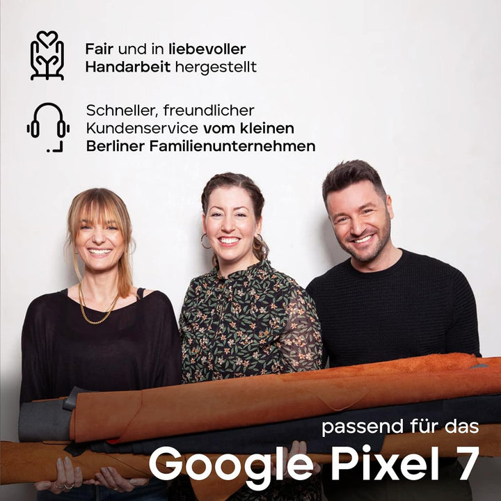 WIIUKA Hülle für Google Pixel 7, Leder aus Deutschland, mit Kartenfach, extra Dünn, Handyhülle mit S