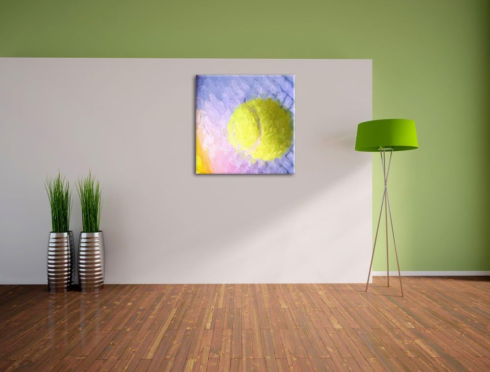 Pixxprint Tennisschläger Tennisball als Leinwandbild/Grösse: 70x70 cm/Wandbild/Kunstdruck/fertig bes