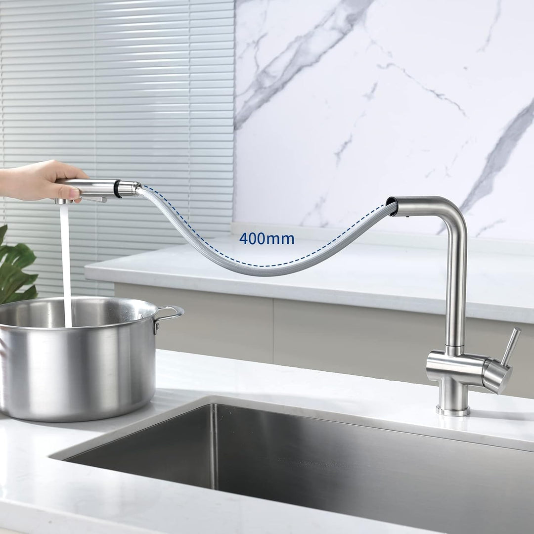 CECIPA Hochdruck Wasserhahn Küche Ausziehbar, Küchenarmatur mit Brause Zwei Strahlarten, Mischbatter